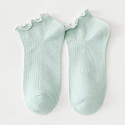 5Pairs Women's Frill Trim Sock Solid Sweet Japanese Style Short Socks Soft & Lightweight Comfortable Breathable Low Cut Sox
