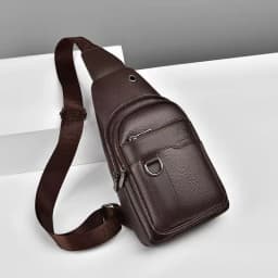 2026New Kangaroo Luxury Brand Chest Pack Men Crossbody Bag Black Brown Leather Chest Bag Casual Travel Sling Bag Messenger Bag