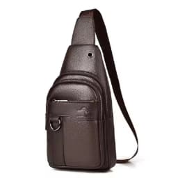 2026New Kangaroo Luxury Brand Chest Pack Men Crossbody Bag Black Brown Leather Chest Bag Casual Travel Sling Bag Messenger Bag