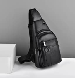 2026New Kangaroo Luxury Brand Chest Pack Men Crossbody Bag Black Brown Leather Chest Bag Casual Travel Sling Bag Messenger Bag