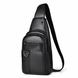 2026New Kangaroo Luxury Brand Chest Pack Men Crossbody Bag Black Brown Leather Chest Bag Casual Travel Sling Bag Messenger Bag