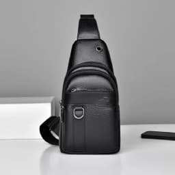 2026New Kangaroo Luxury Brand Chest Pack Men Crossbody Bag Black Brown Leather Chest Bag Casual Travel Sling Bag Messenger Bag