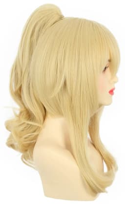 Women Blonde Ponytail Wig Princess Wig Pigtail Wig Halloween Costume Anime Cosplay Wig Synthetic Hair Girls Party