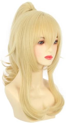Women Blonde Ponytail Wig Princess Wig Pigtail Wig Halloween Costume Anime Cosplay Wig Synthetic Hair Girls Party
