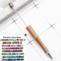 1pcs pen +6pcs Creative DIY Plastic Beaded Ballpoint Pen Printable Logo Cose Per La Scuola Pens for Writing Office Supplies
