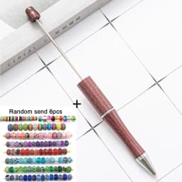 1pcs pen +6pcs Creative DIY Plastic Beaded Ballpoint Pen Printable Logo Cose Per La Scuola Pens for Writing Office Supplies