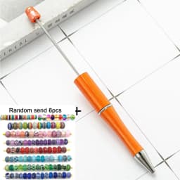 1pcs pen +6pcs Creative DIY Plastic Beaded Ballpoint Pen Printable Logo Cose Per La Scuola Pens for Writing Office Supplies