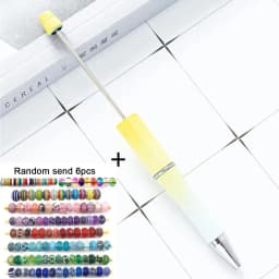 1pcs pen +6pcs Creative DIY Plastic Beaded Ballpoint Pen Printable Logo Cose Per La Scuola Pens for Writing Office Supplies