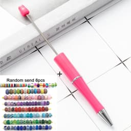 1pcs pen +6pcs Creative DIY Plastic Beaded Ballpoint Pen Printable Logo Cose Per La Scuola Pens for Writing Office Supplies