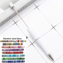 1pcs pen +6pcs Creative DIY Plastic Beaded Ballpoint Pen Printable Logo Cose Per La Scuola Pens for Writing Office Supplies