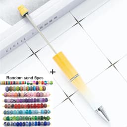 1pcs pen +6pcs Creative DIY Plastic Beaded Ballpoint Pen Printable Logo Cose Per La Scuola Pens for Writing Office Supplies