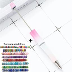 1pcs pen +6pcs Creative DIY Plastic Beaded Ballpoint Pen Printable Logo Cose Per La Scuola Pens for Writing Office Supplies