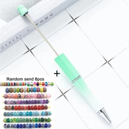 1pcs pen +6pcs Creative DIY Plastic Beaded Ballpoint Pen Printable Logo Cose Per La Scuola Pens for Writing Office Supplies