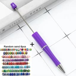 1pcs pen +6pcs Creative DIY Plastic Beaded Ballpoint Pen Printable Logo Cose Per La Scuola Pens for Writing Office Supplies