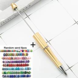 1pcs pen +6pcs Creative DIY Plastic Beaded Ballpoint Pen Printable Logo Cose Per La Scuola Pens for Writing Office Supplies