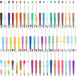 1pcs pen +6pcs Creative DIY Plastic Beaded Ballpoint Pen Printable Logo Cose Per La Scuola Pens for Writing Office Supplies