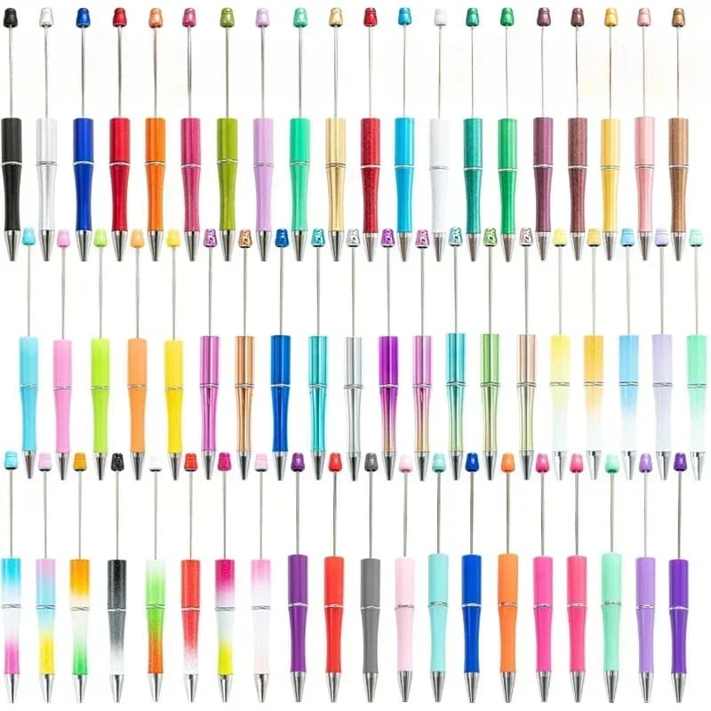 1pcs pen +6pcs Creative DIY Plastic Beaded Ballpoint Pen Printable Logo Cose Per La Scuola Pens for Writing Office Supplies