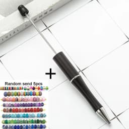 1pcs pen +6pcs Creative DIY Plastic Beaded Ballpoint Pen Printable Logo Cose Per La Scuola Pens for Writing Office Supplies