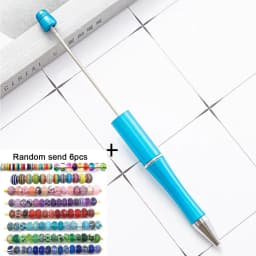 1pcs pen +6pcs Creative DIY Plastic Beaded Ballpoint Pen Printable Logo Cose Per La Scuola Pens for Writing Office Supplies