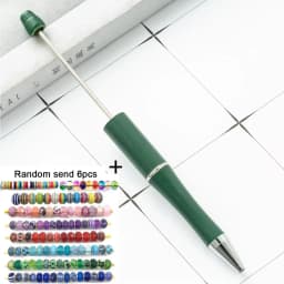 1pcs pen +6pcs Creative DIY Plastic Beaded Ballpoint Pen Printable Logo Cose Per La Scuola Pens for Writing Office Supplies