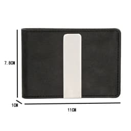 Fashion Men PU Leather Bifold Money Clips Multi functional Thin Metal Clamp Wallet Card Holder