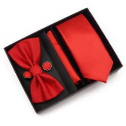 New Style Tie Set Solid Color Plaid Pink Purple Yellow Necktie Bowtie Cufflink Brooch For Groom Wedding Party Gift Box Accessory