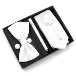 New Style Tie Set Solid Color Plaid Pink Purple Yellow Necktie Bowtie Cufflink Brooch For Groom Wedding Party Gift Box Accessory