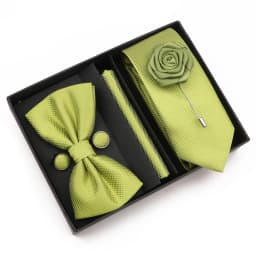 New Style Tie Set Solid Color Plaid Pink Purple Yellow Necktie Bowtie Cufflink Brooch For Groom Wedding Party Gift Box Accessory