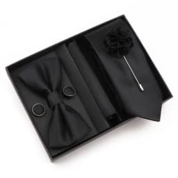 New Style Tie Set Solid Color Plaid Pink Purple Yellow Necktie Bowtie Cufflink Brooch For Groom Wedding Party Gift Box Accessory