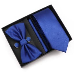 New Style Tie Set Solid Color Plaid Pink Purple Yellow Necktie Bowtie Cufflink Brooch For Groom Wedding Party Gift Box Accessory