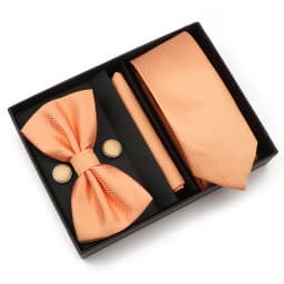 New Style Tie Set Solid Color Plaid Pink Purple Yellow Necktie Bowtie Cufflink Brooch For Groom Wedding Party Gift Box Accessory