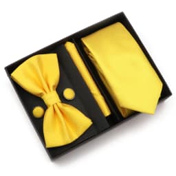 New Style Tie Set Solid Color Plaid Pink Purple Yellow Necktie Bowtie Cufflink Brooch For Groom Wedding Party Gift Box Accessory