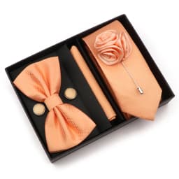 New Style Tie Set Solid Color Plaid Pink Purple Yellow Necktie Bowtie Cufflink Brooch For Groom Wedding Party Gift Box Accessory
