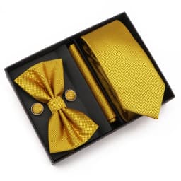 New Style Tie Set Solid Color Plaid Pink Purple Yellow Necktie Bowtie Cufflink Brooch For Groom Wedding Party Gift Box Accessory