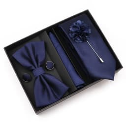 New Style Tie Set Solid Color Plaid Pink Purple Yellow Necktie Bowtie Cufflink Brooch For Groom Wedding Party Gift Box Accessory