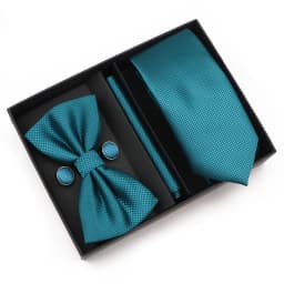 New Style Tie Set Solid Color Plaid Pink Purple Yellow Necktie Bowtie Cufflink Brooch For Groom Wedding Party Gift Box Accessory