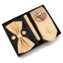 New Style Tie Set Solid Color Plaid Pink Purple Yellow Necktie Bowtie Cufflink Brooch For Groom Wedding Party Gift Box Accessory