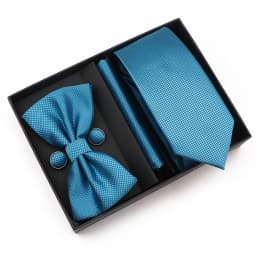 New Style Tie Set Solid Color Plaid Pink Purple Yellow Necktie Bowtie Cufflink Brooch For Groom Wedding Party Gift Box Accessory