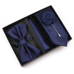 New Style Tie Set Solid Color Plaid Pink Purple Yellow Necktie Bowtie Cufflink Brooch For Groom Wedding Party Gift Box Accessory