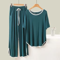 Women Summer solid Sleep Lounge Pajama Short-Sleeve Pajama Sets Cartoon Pyjamas Polyester Sleepwear 3XL 5XL Home Fashion