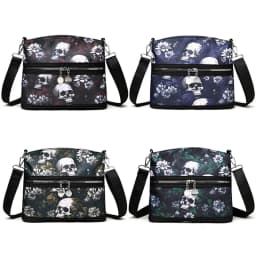 Fashion Flower Skull Pattern Crossbody Bags For Women, Large Capacity Casual Graffiti Shoulder Bag For Halloween Gift