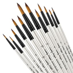 12pcs Filbert Paint Brushes Professional Nylon Hair Fine Tip Paint Brush Set Artist Acrylic Brush for Acrylic Watercolor Oil