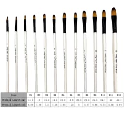 12pcs Filbert Paint Brushes Professional Nylon Hair Fine Tip Paint Brush Set Artist Acrylic Brush for Acrylic Watercolor Oil