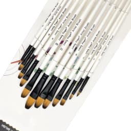 12pcs Filbert Paint Brushes Professional Nylon Hair Fine Tip Paint Brush Set Artist Acrylic Brush for Acrylic Watercolor Oil
