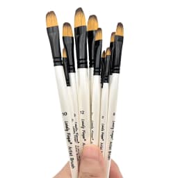 12pcs Filbert Paint Brushes Professional Nylon Hair Fine Tip Paint Brush Set Artist Acrylic Brush for Acrylic Watercolor Oil