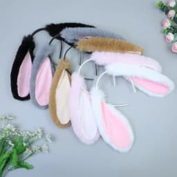 Funny Upright or Lop-ear Plush Bunny Ear Hair Hoops Women Girl Headband Cosplay Costume Accessories Party Headgear for Christmas