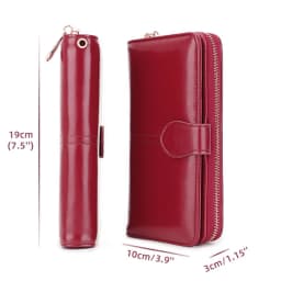 Bright and Shiny Wax Leather Long Wallet That Can Hold Multiple Cards, Card Bags, and Comes with a Wristband