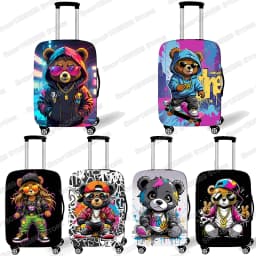 Graffiti Female Bear Doll Luggage Cover for Travel Women Men Travel Accessories Anti-dust Elastic Suitcase Trolley Case Covers