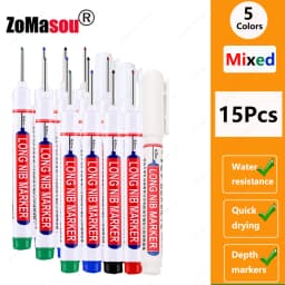 1-90Pcs Waterproof White Long Head Markers Pen 2cm Woodworking Deep Hole Marker Pens Metal Carpenter Black/Red/Blue/Green Ink