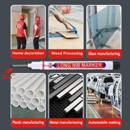 1-90Pcs Waterproof White Long Head Markers Pen 2cm Woodworking Deep Hole Marker Pens Metal Carpenter Black/Red/Blue/Green Ink